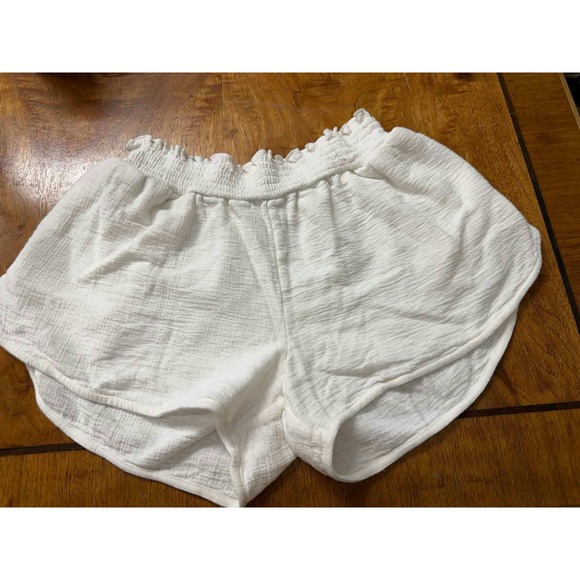 Hatch Pants - HATCH Size 1 White Gauze Cotton Smocked Waist Maternity Short Shorts Summer